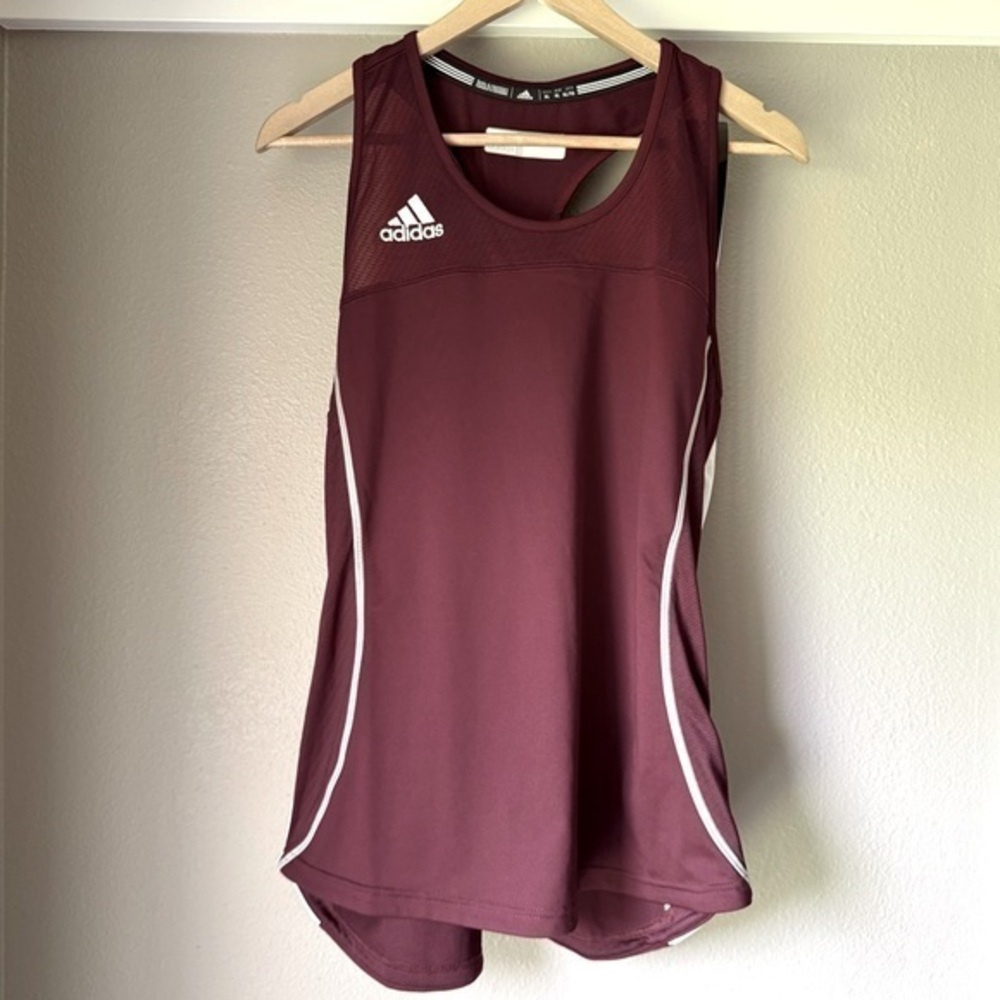 NWT Adidas Climacool women’s racer back maroon/ white tank top size XL